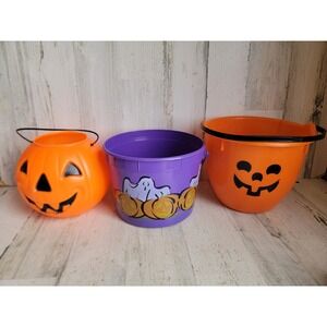 Halloween plastic bucket jack o lantern set plastic set candy bag